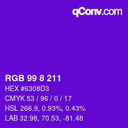 Color code: RGB 99 8 211 | qconv.com