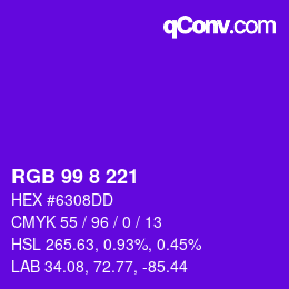 Color code: RGB 99 8 221 | qconv.com