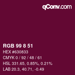 Color code: RGB 99 8 51 | qconv.com