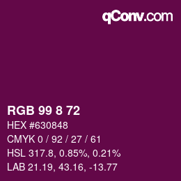 Color code: RGB 99 8 72 | qconv.com