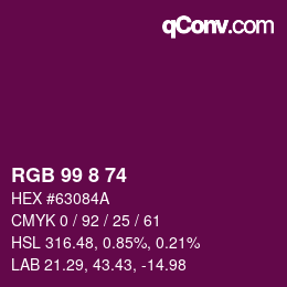 Color code: RGB 99 8 74 | qconv.com