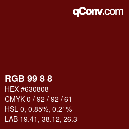 Código de color: RGB 99 8 8 | qconv.com