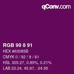 Color code: RGB 99 8 91 | qconv.com