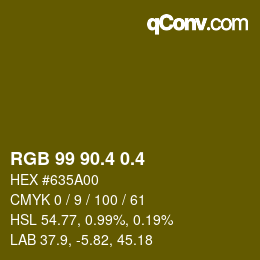 カラーコード: RGB 99 90.4 0.4 | qconv.com