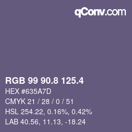 カラーコード: RGB 99 90.8 125.4 | qconv.com