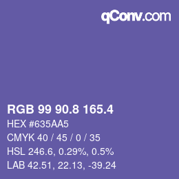 カラーコード: RGB 99 90.8 165.4 | qconv.com
