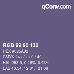 颜色代码: RGB 99 90 130 | qconv.com