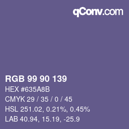 Color code: RGB 99 90 139 | qconv.com