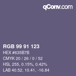 Color code: RGB 99 91 123 | qconv.com
