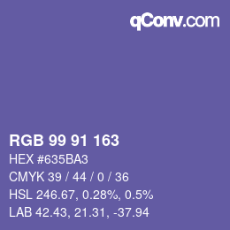 Color code: RGB 99 91 163 | qconv.com