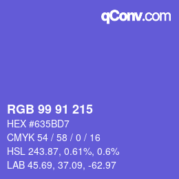 Color code: RGB 99 91 215 | qconv.com