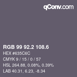 カラーコード: RGB 99 92.2 108.6 | qconv.com