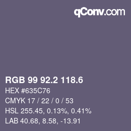 カラーコード: RGB 99 92.2 118.6 | qconv.com