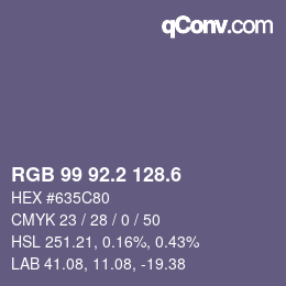 カラーコード: RGB 99 92.2 128.6 | qconv.com