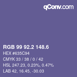 カラーコード: RGB 99 92.2 148.6 | qconv.com