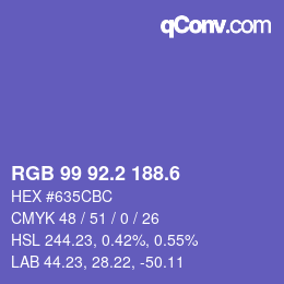 カラーコード: RGB 99 92.2 188.6 | qconv.com