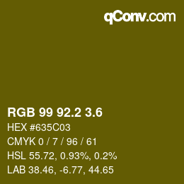 カラーコード: RGB 99 92.2 3.6 | qconv.com