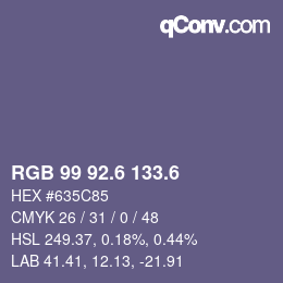 カラーコード: RGB 99 92.6 133.6 | qconv.com
