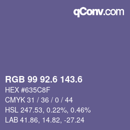カラーコード: RGB 99 92.6 143.6 | qconv.com