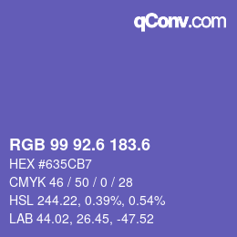 カラーコード: RGB 99 92.6 183.6 | qconv.com