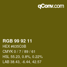 カラーコード: RGB 99 92 11 | qconv.com
