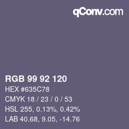 カラーコード: RGB 99 92 120 | qconv.com