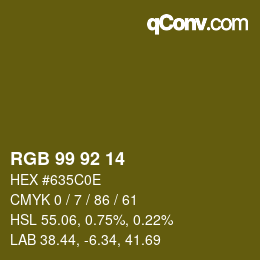 Color code: RGB 99 92 14 | qconv.com