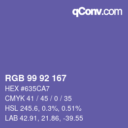 カラーコード: RGB 99 92 167 | qconv.com