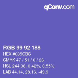 カラーコード: RGB 99 92 188 | qconv.com