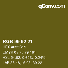 Color code: RGB 99 92 21 | qconv.com