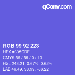 Color code: RGB 99 92 223 | qconv.com