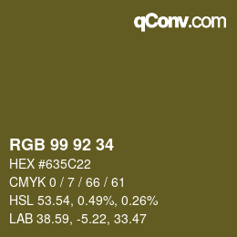 颜色代码: RGB 99 92 34 | qconv.com