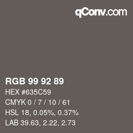 カラーコード: RGB 99 92 89 | qconv.com