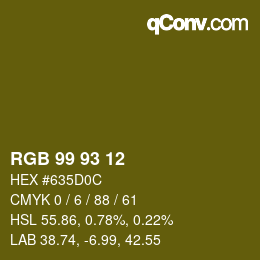 カラーコード: RGB 99 93 12 | qconv.com