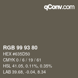 Color code: RGB 99 93 80 | qconv.com