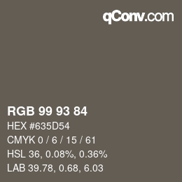 カラーコード: RGB 99 93 84 | qconv.com