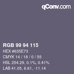 Color code: RGB 99 94 115 | qconv.com