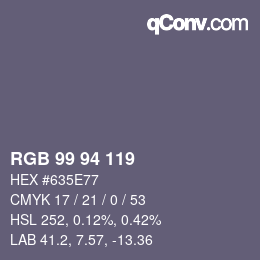 Code couleur: RGB 99 94 119 | qconv.com