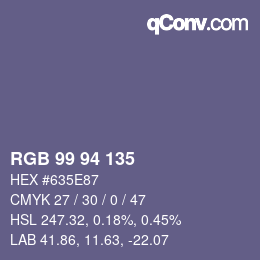Farbcode: RGB 99 94 135 | qconv.com