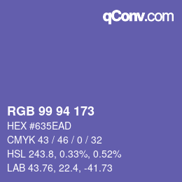 カラーコード: RGB 99 94 173 | qconv.com