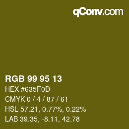 颜色代码: RGB 99 95 13 | qconv.com