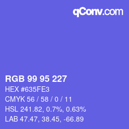 カラーコード: RGB 99 95 227 | qconv.com