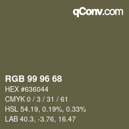 Code couleur: RGB 99 96 68 | qconv.com