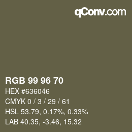 カラーコード: RGB 99 96 70 | qconv.com