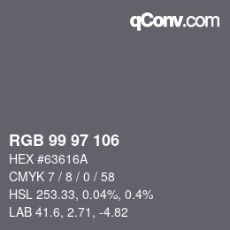 Color code: RGB 99 97 106 | qconv.com