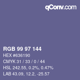 Color code: RGB 99 97 144 | qconv.com