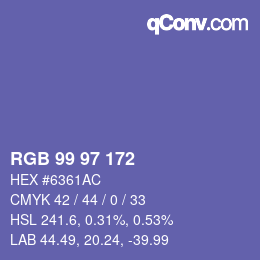 Color code: RGB 99 97 172 | qconv.com