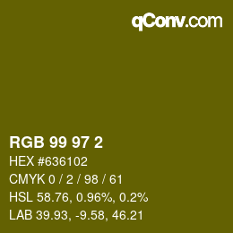 カラーコード: RGB 99 97 2 | qconv.com