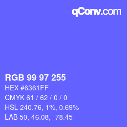 Color code: RGB 99 97 255 | qconv.com