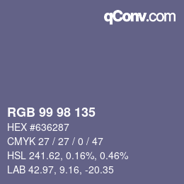 Color code: RGB 99 98 135 | qconv.com